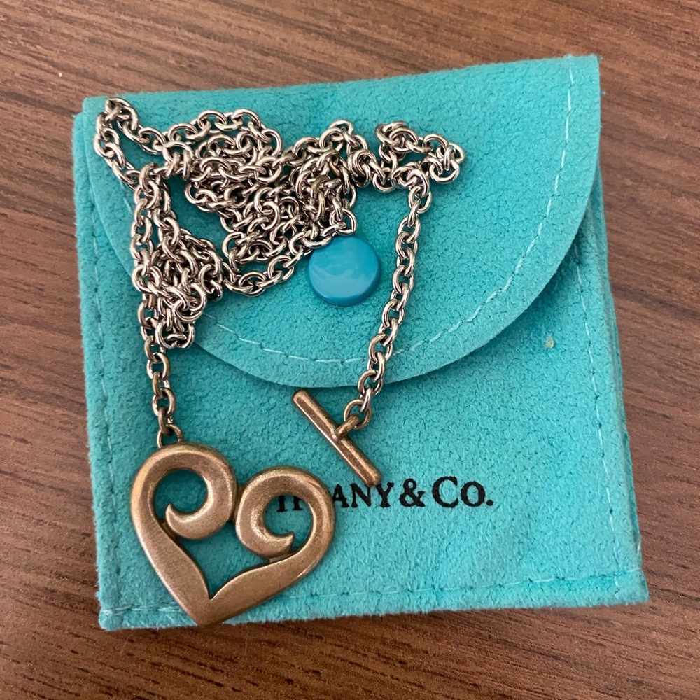 Tiffany Sterling Silver Open Heart Necklace